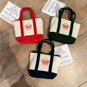 BRAND NEW Trader Joe's MICRO Mini Canvas Tote Set of 3